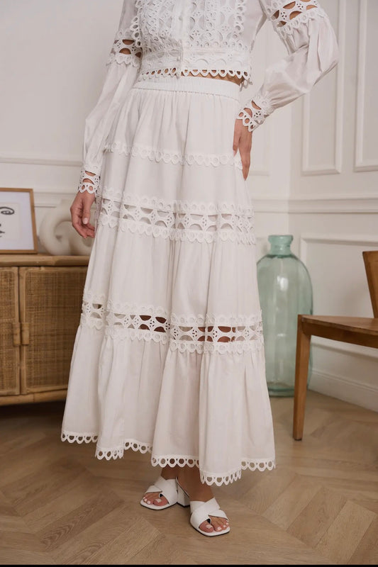 Ellie long skirt in openwork
