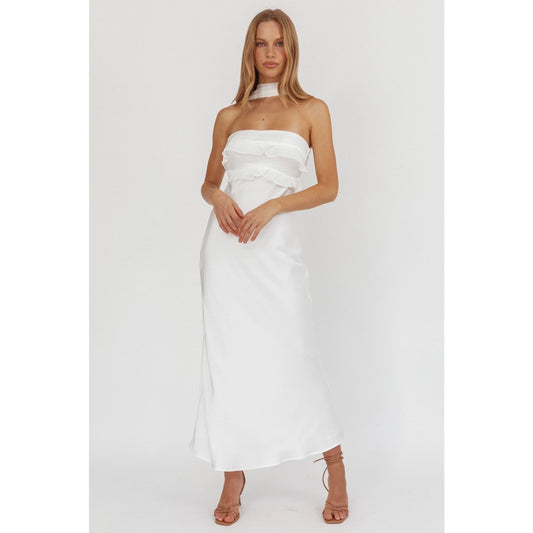 Halter Ruffled Maxi Dress