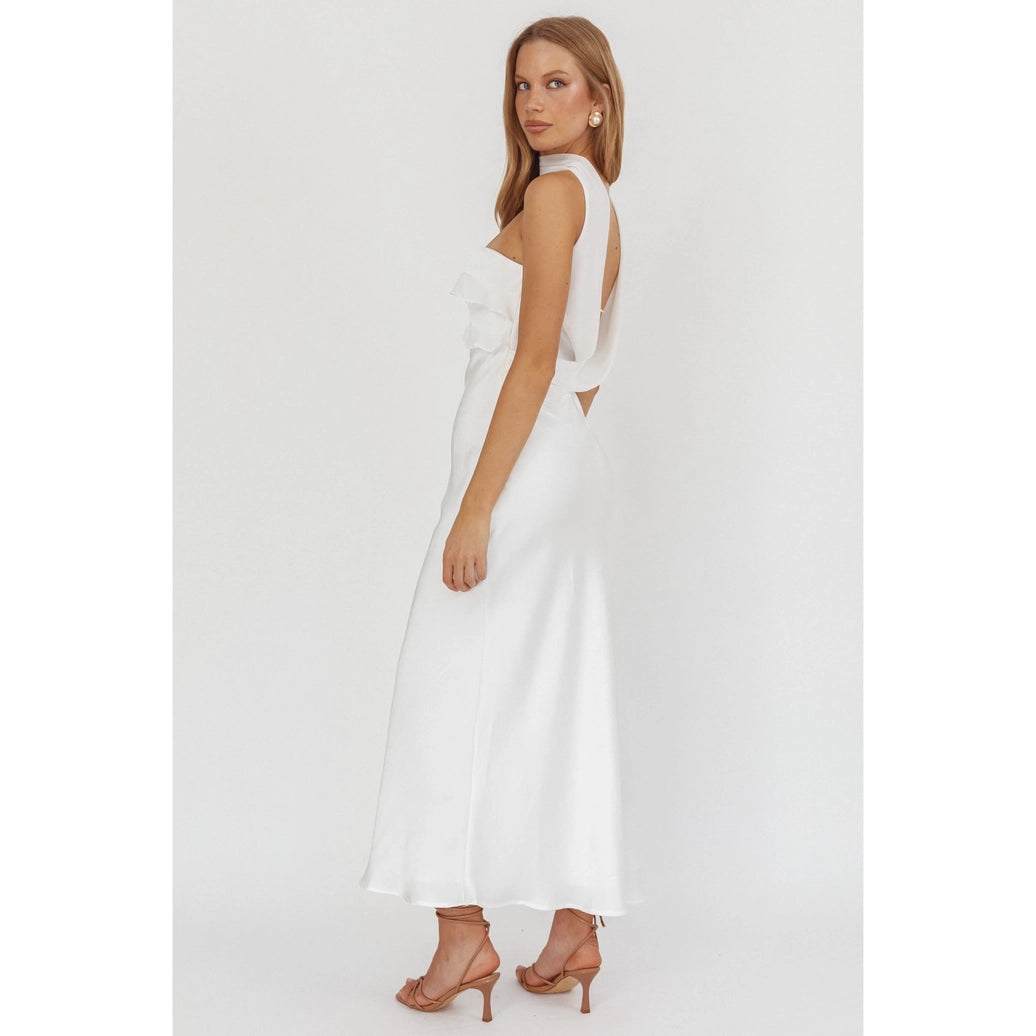 Halter Ruffled Maxi Dress