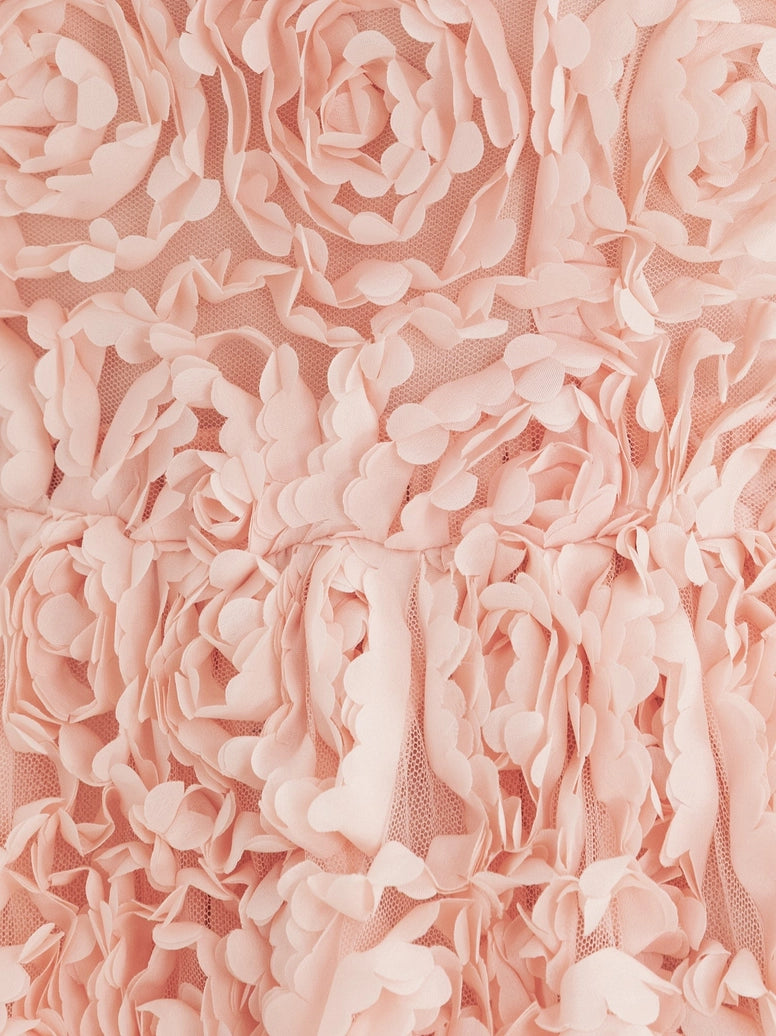 Maya Peach 3D Floral Dress