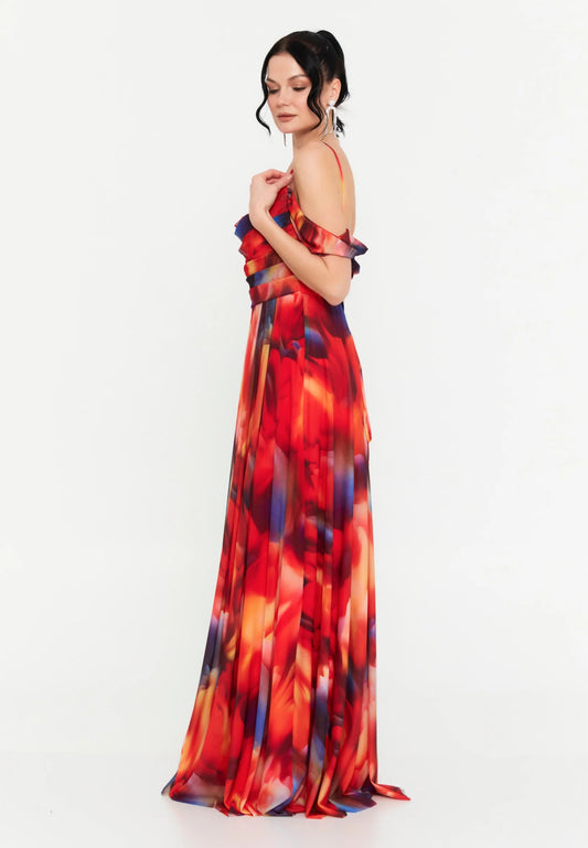 Off Shoulder Maxi Lycra Column Regular Evening Dress