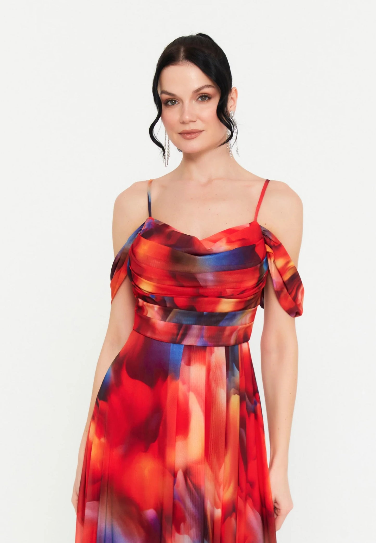Off Shoulder Maxi Lycra Column Regular Evening Dress