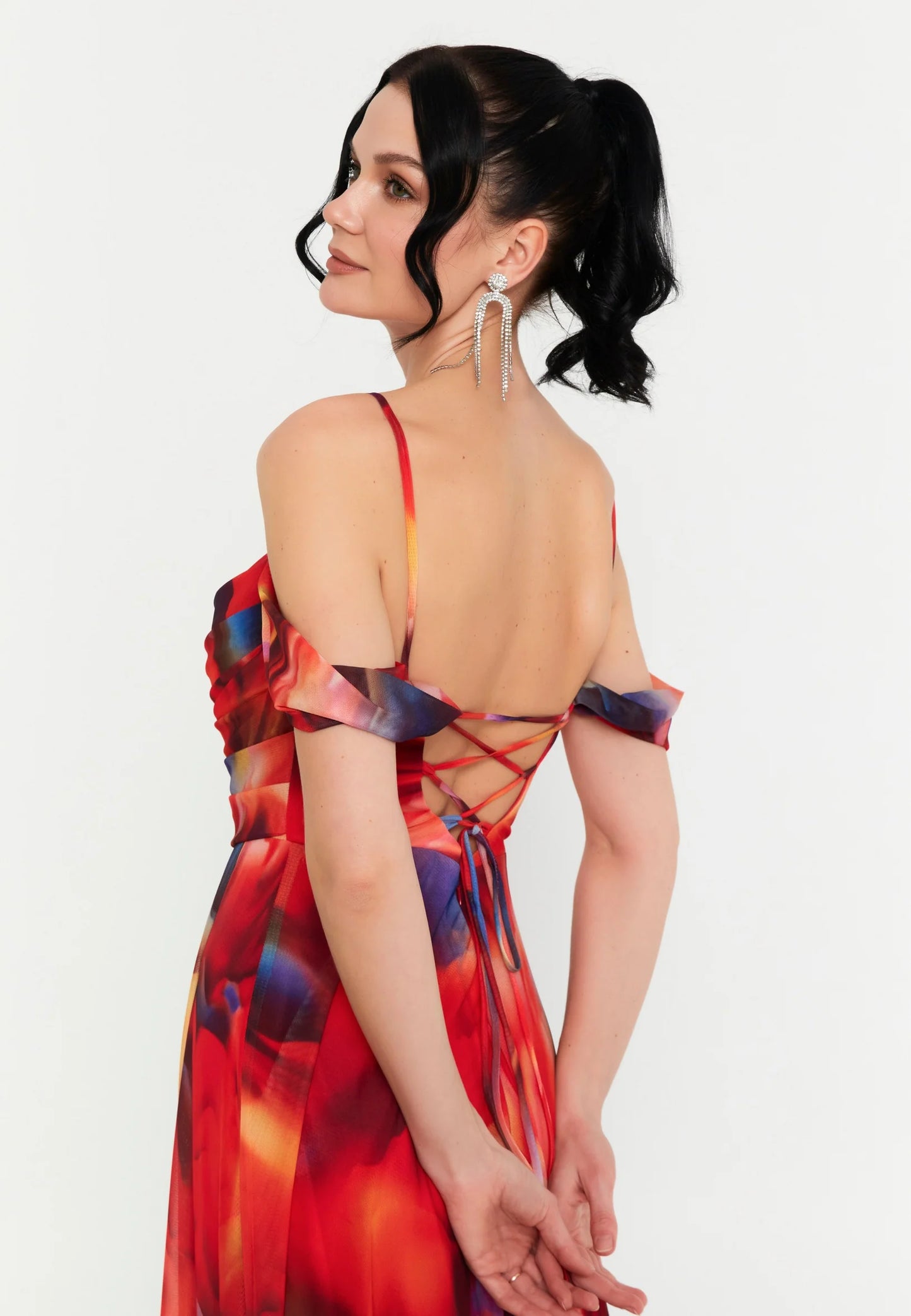 Off Shoulder Maxi Lycra Column Regular Evening Dress