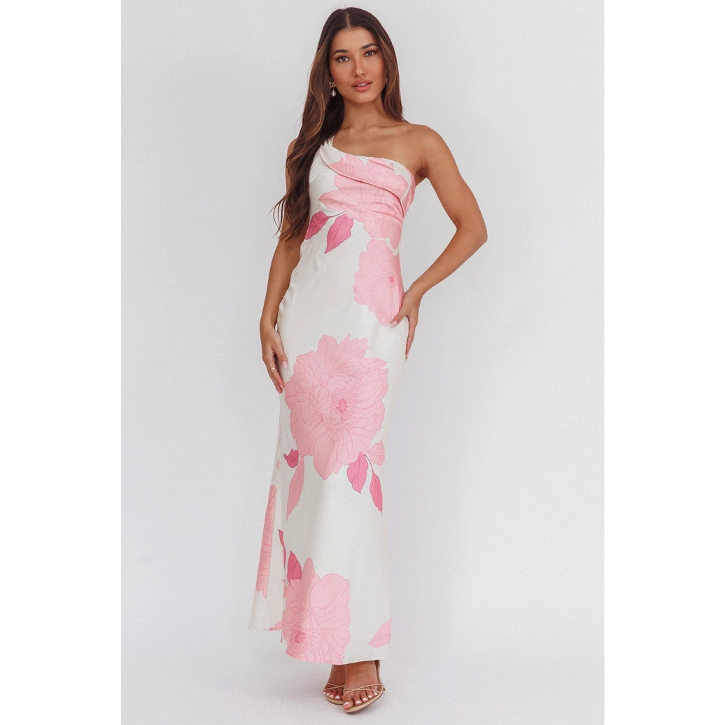 One Shoulder Floral Maxi Dress