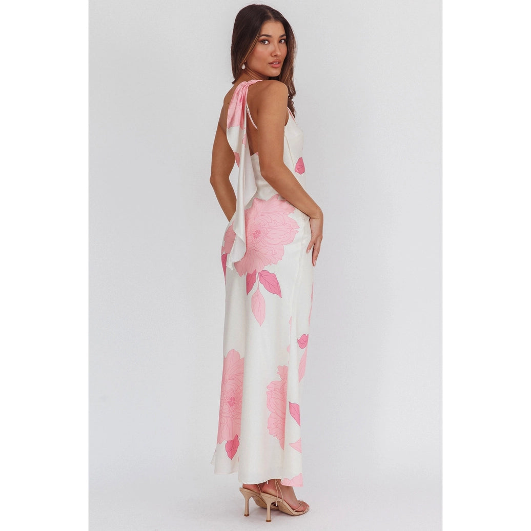 One Shoulder Floral Maxi Dress