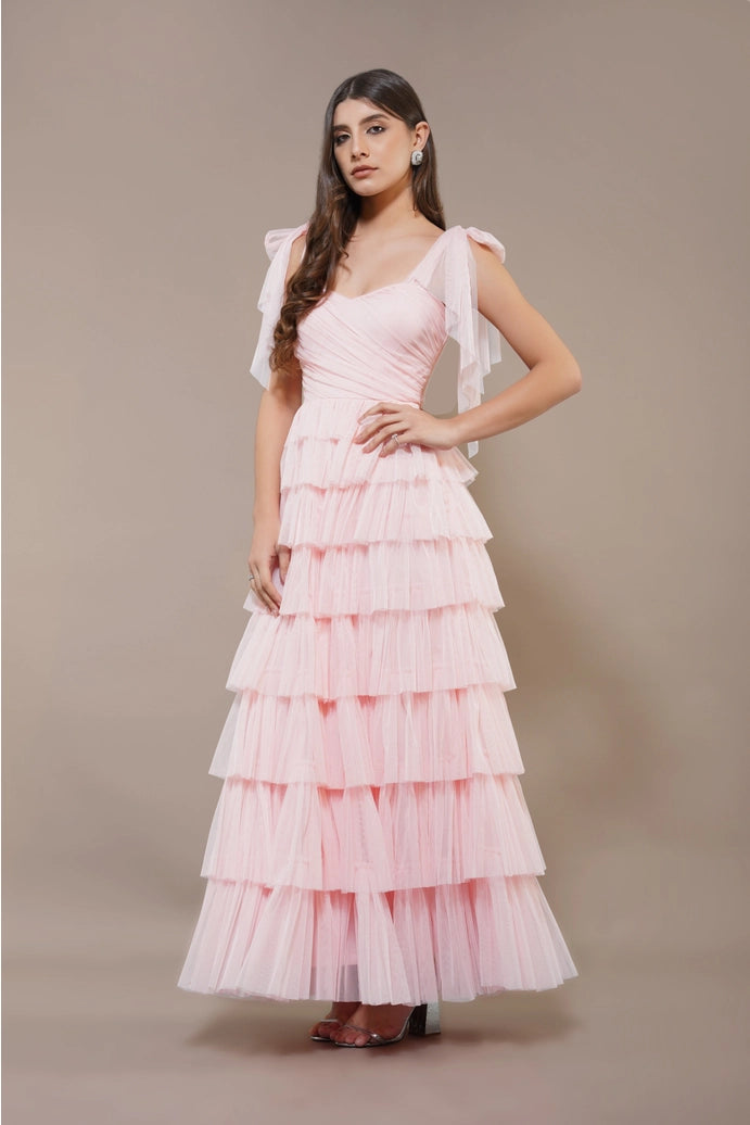 Ophelia tulle maxi dress/plum