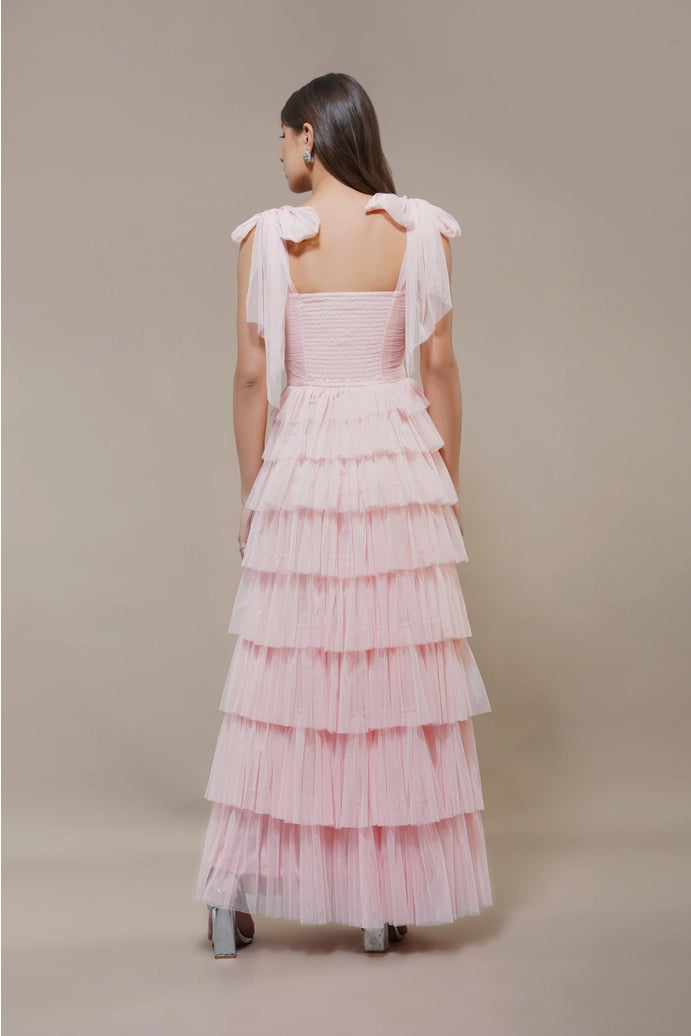 Ophelia tulle maxi dress/plum