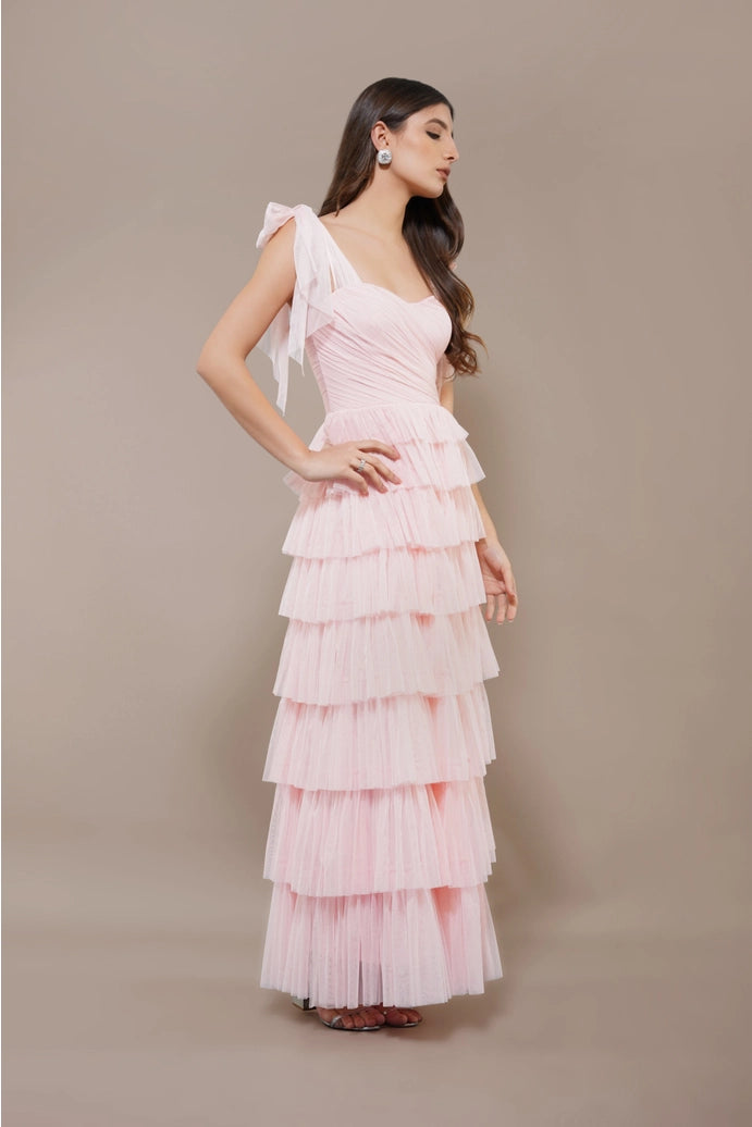 Ophelia tulle maxi dress/plum