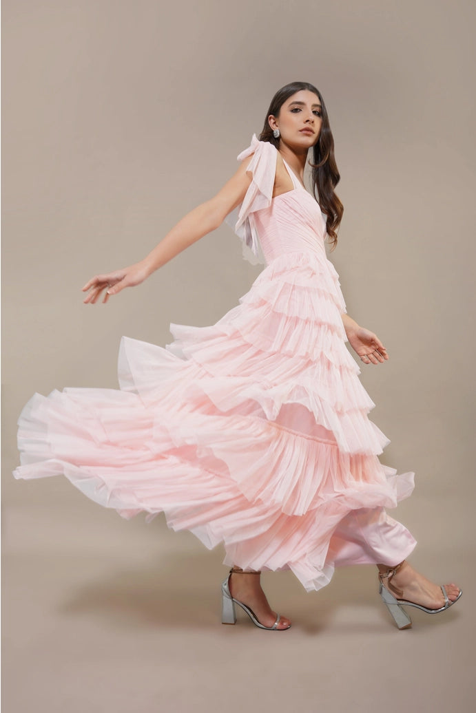 Ophelia tulle maxi dress/plum