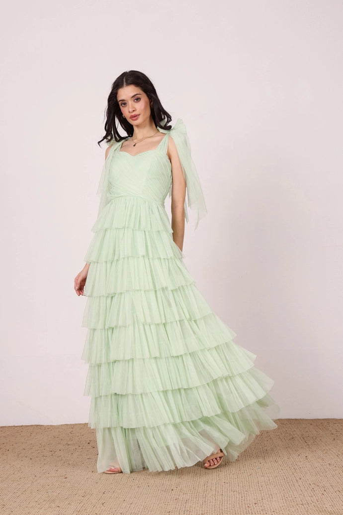 Ophelia tulle maxi dress/plum