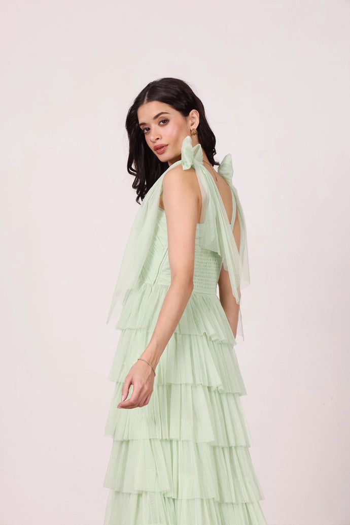 Ophelia tulle maxi dress/plum