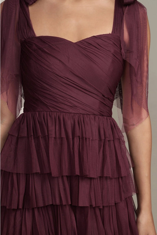 Ophelia tulle maxi dress/plum
