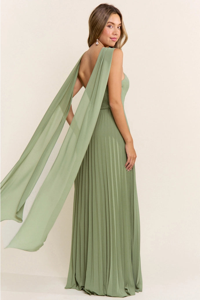 Robe plissée drapée et doublée