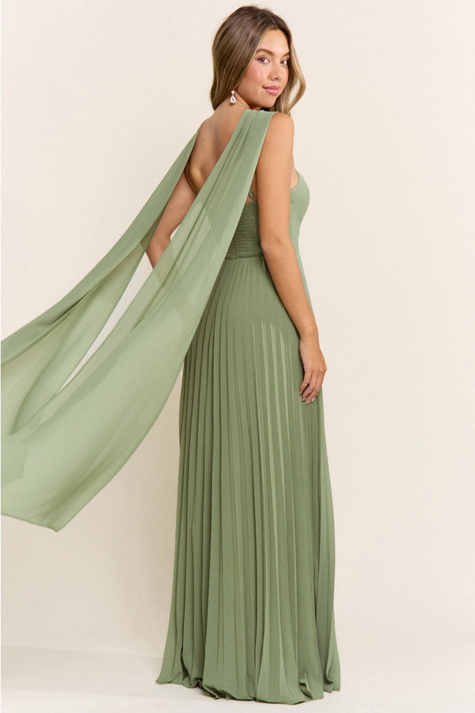 Robe plissée drapée et doublée