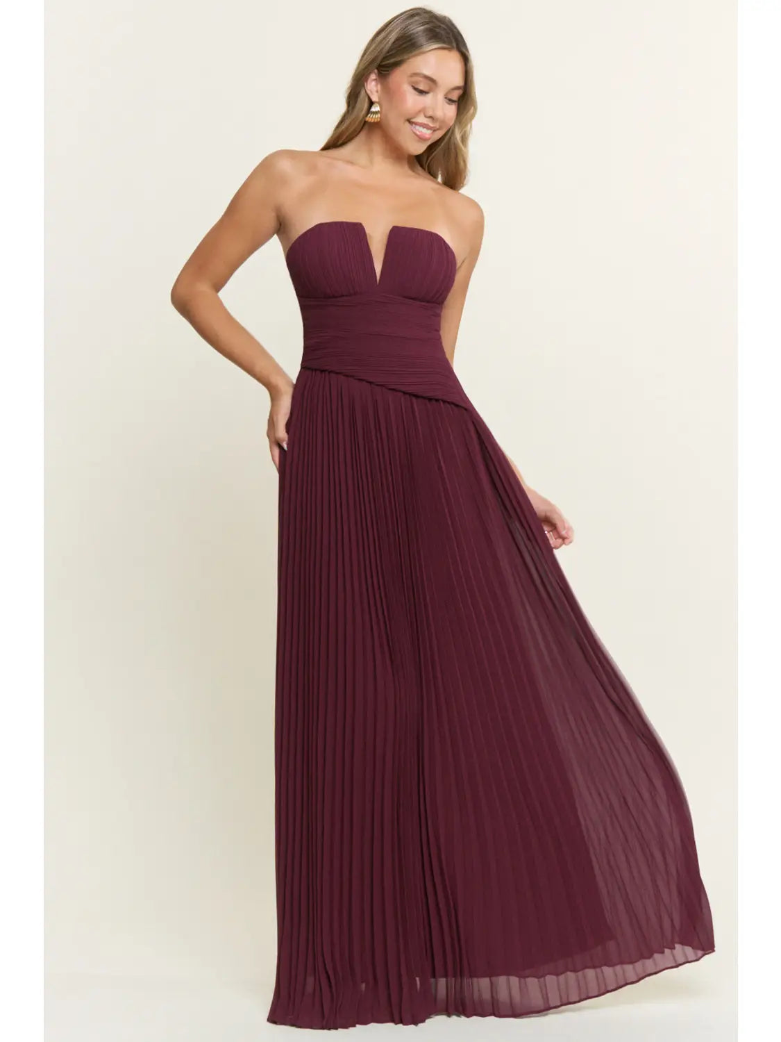 PLEATED CHIFFON DRESS