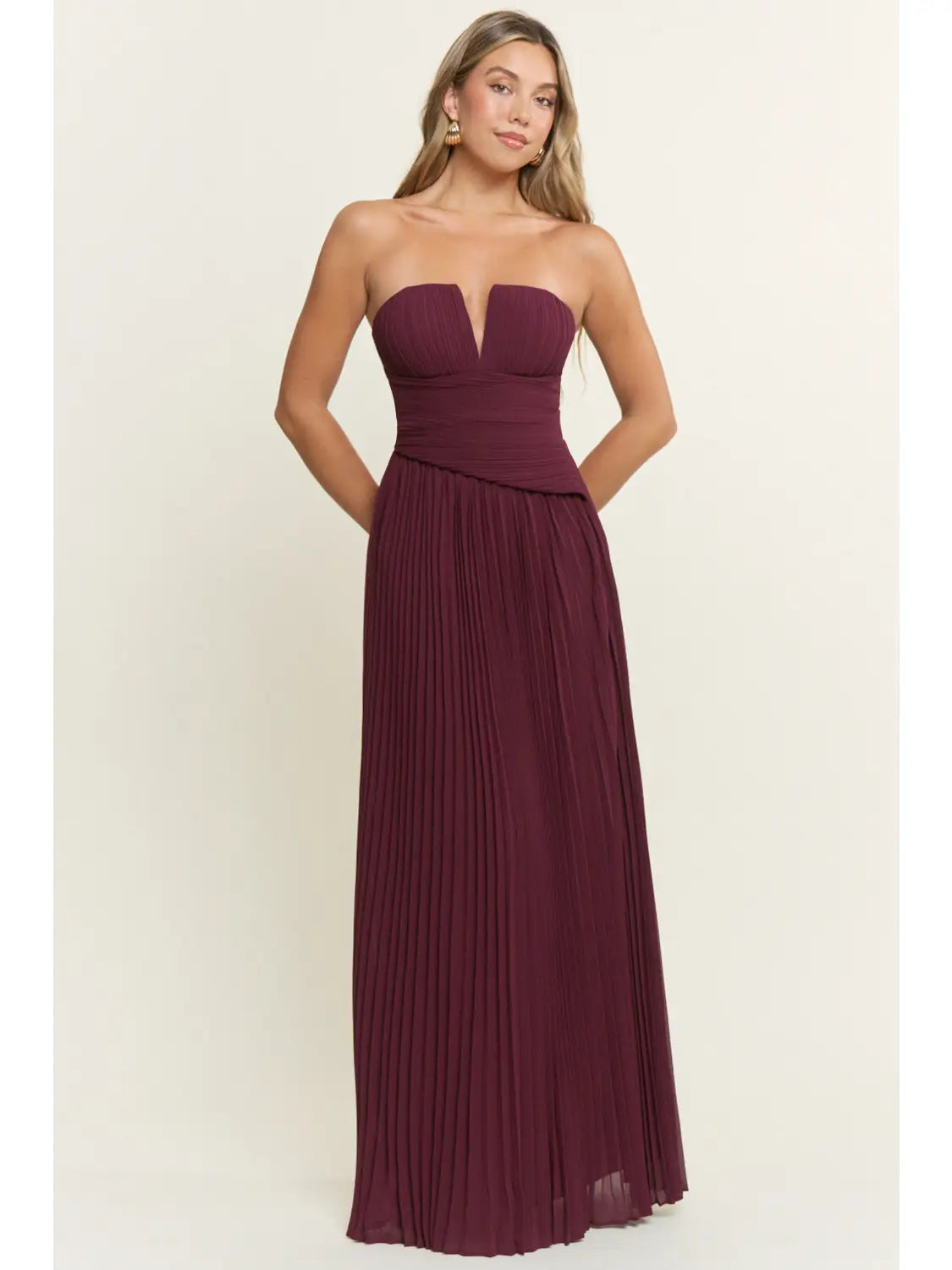 PLEATED CHIFFON DRESS