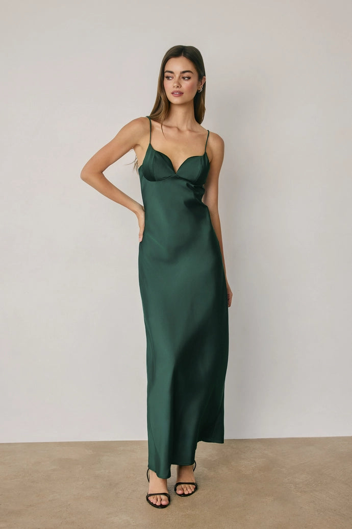 Satin Cup Detail Maxi Dress