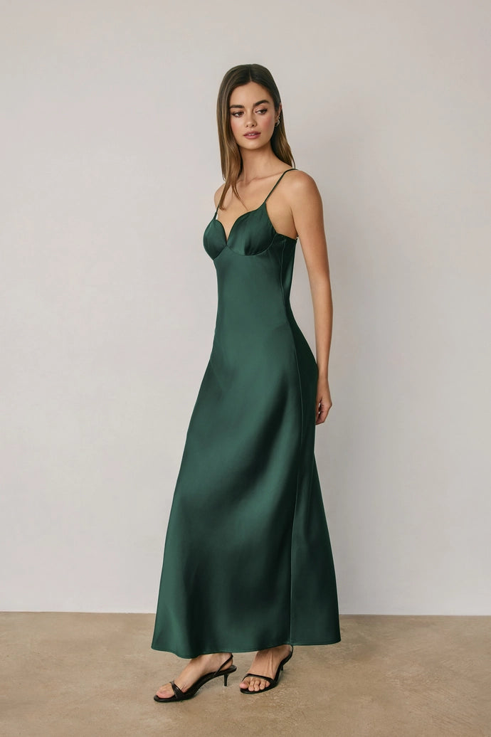 Satin Cup Detail Maxi Dress