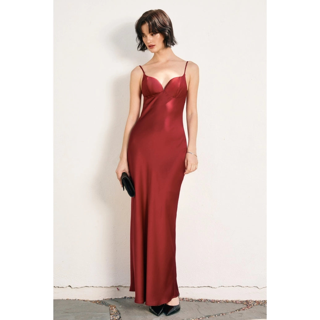 Satin Cup Detail Maxi Dress
