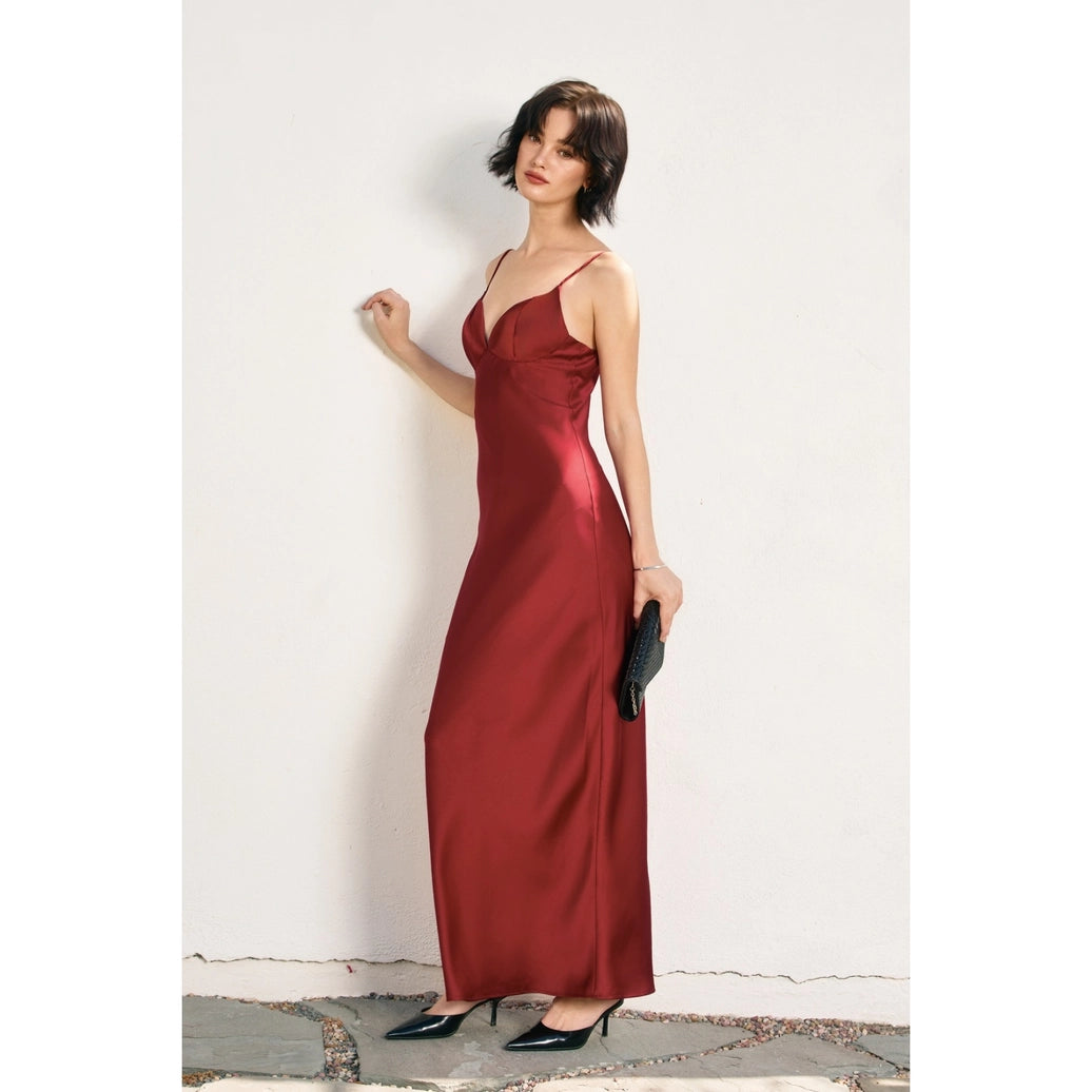 Satin Cup Detail Maxi Dress