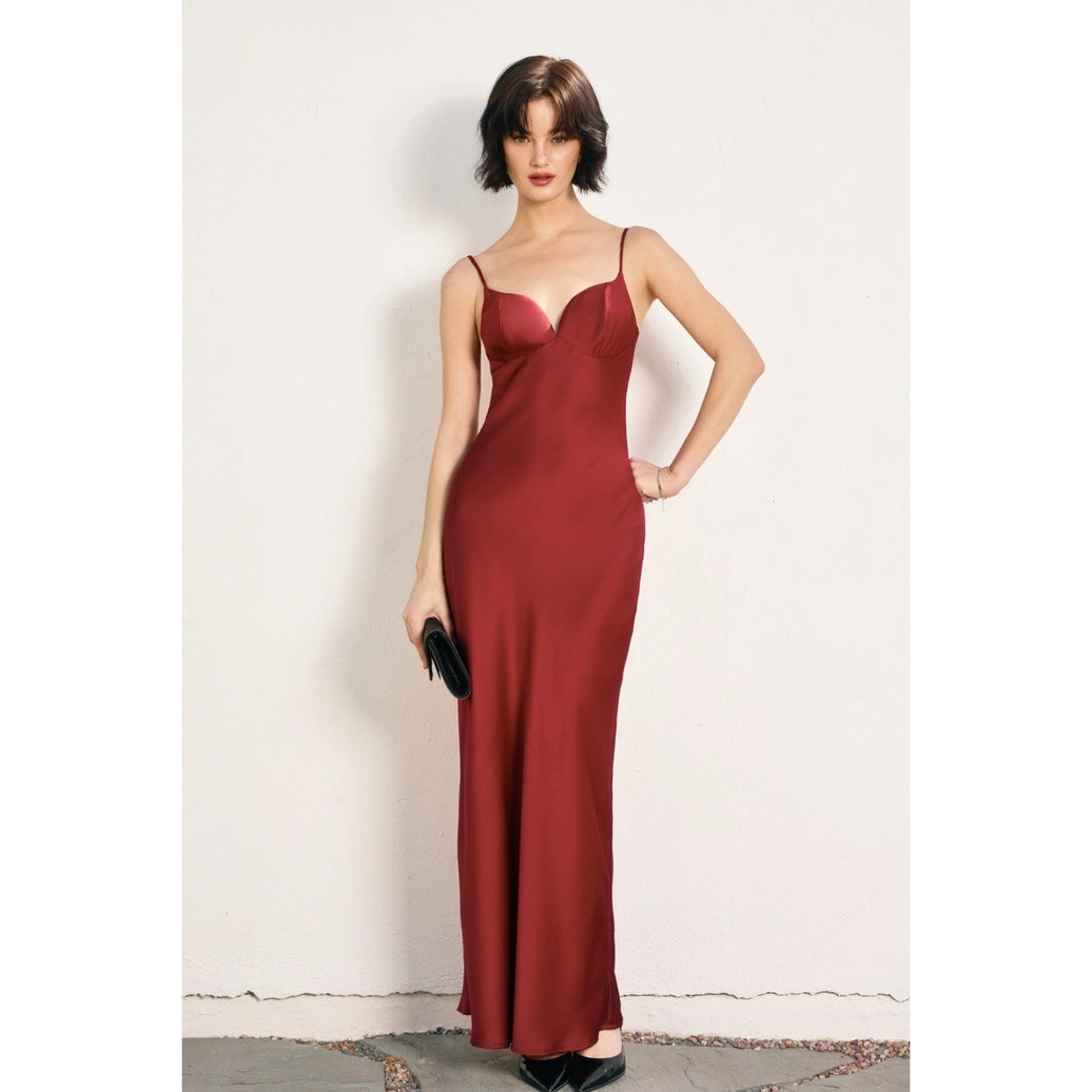 Satin Cup Detail Maxi Dress