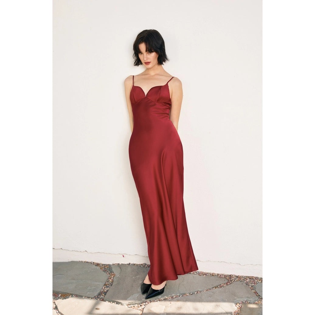 Satin Cup Detail Maxi Dress
