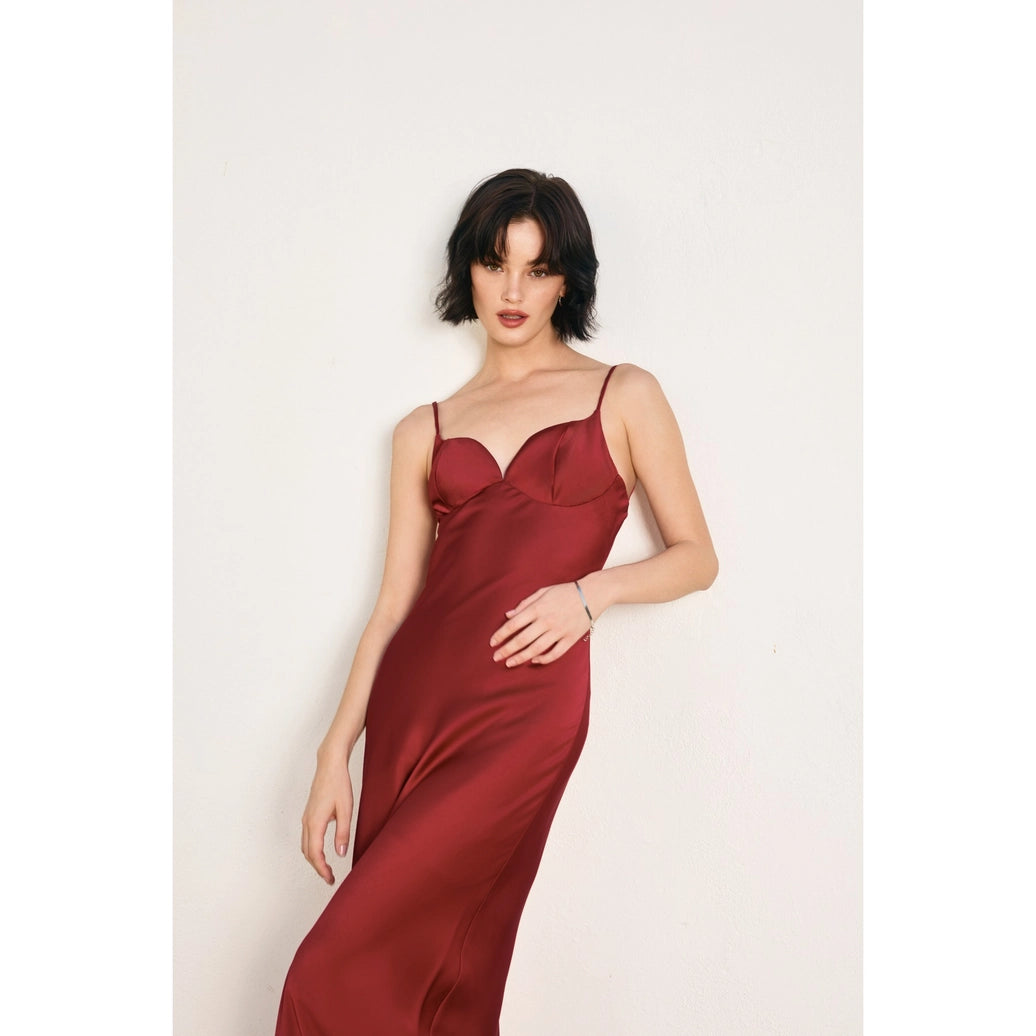 Satin Cup Detail Maxi Dress