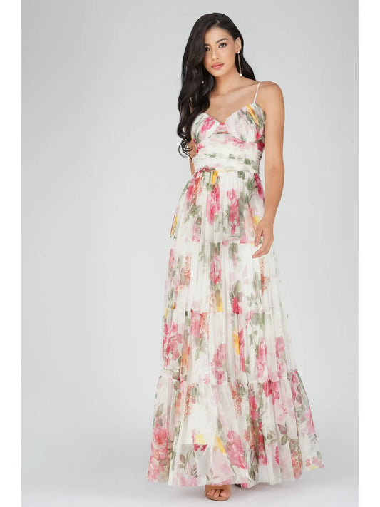 Thea Tulle Floral Maxi Dress