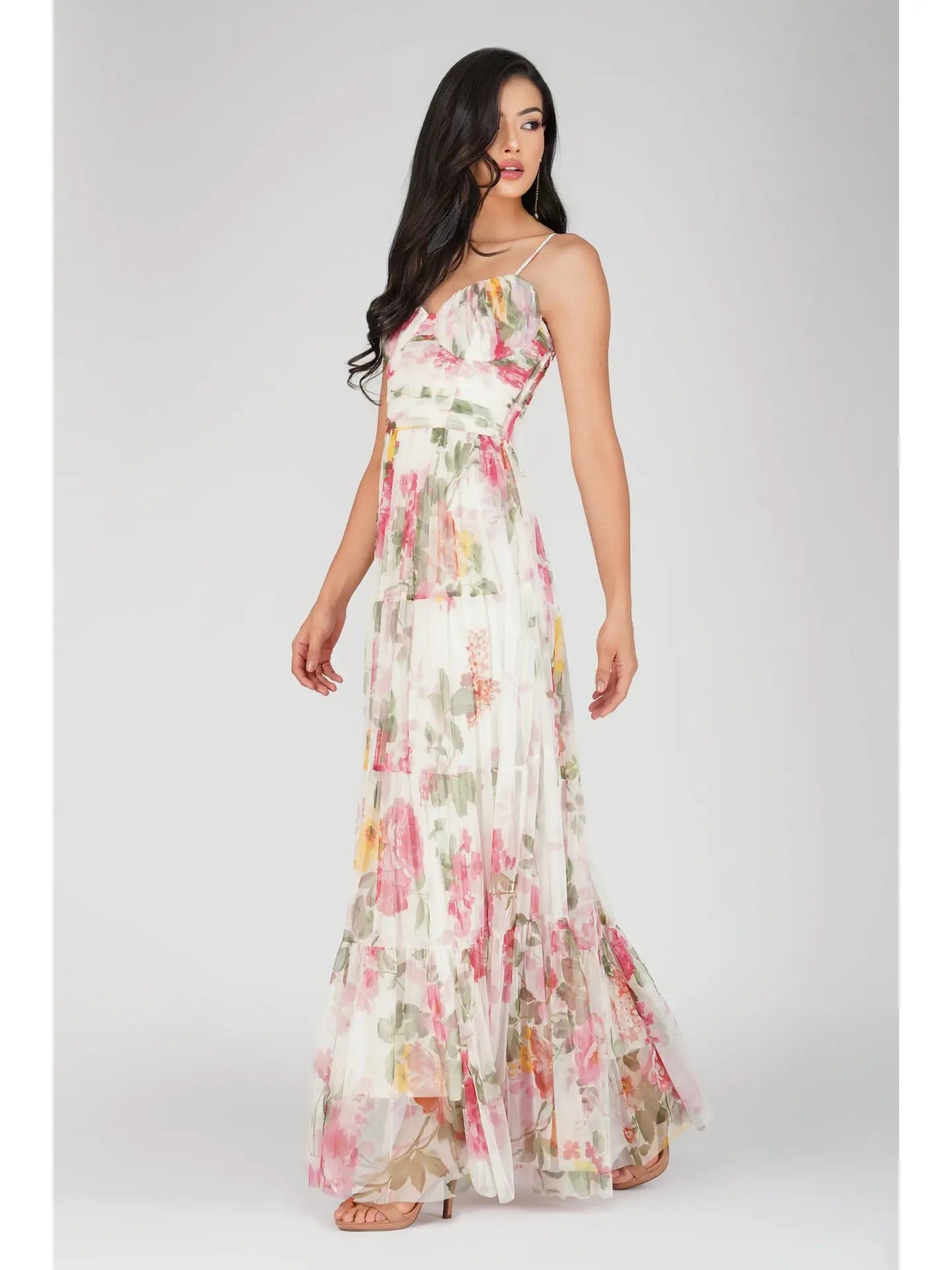 Thea Tulle Floral Maxi Dress