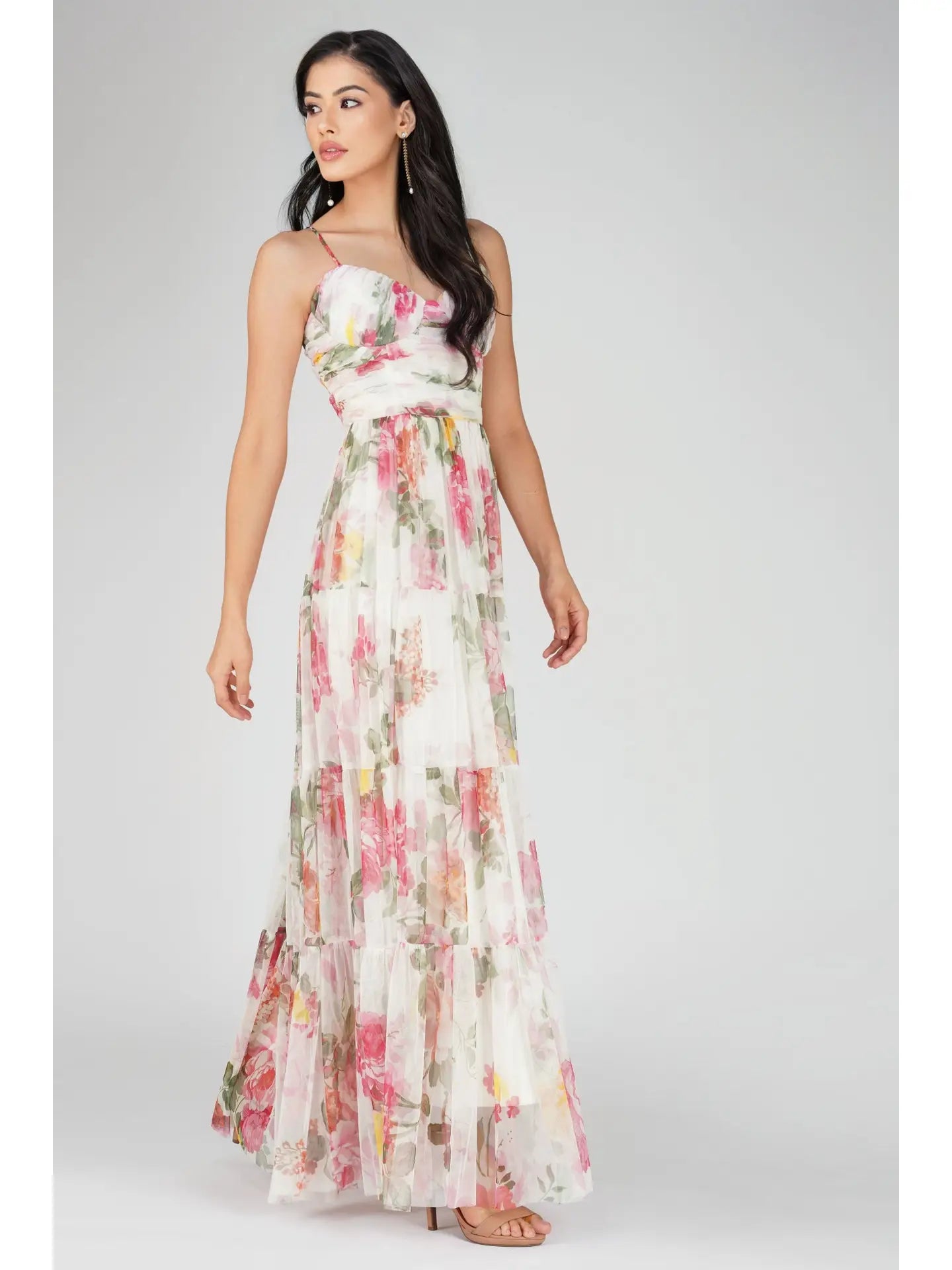 Thea Tulle Floral Maxi Dress