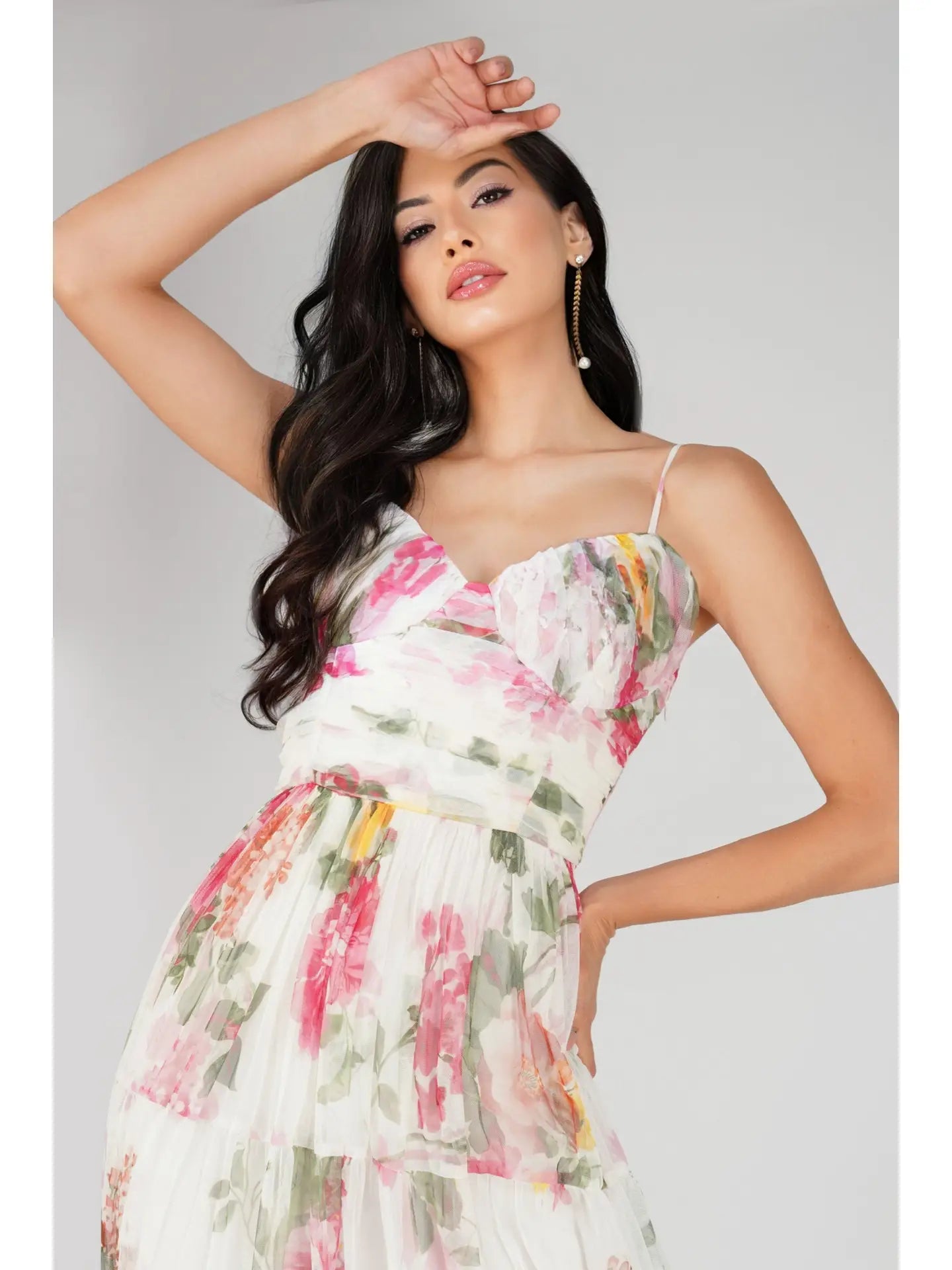 Thea Tulle Floral Maxi Dress