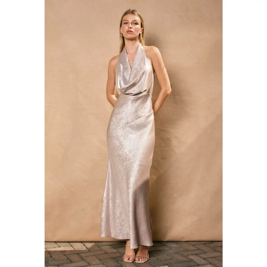 Too Precious Draped Halter Neck Maxi Dress