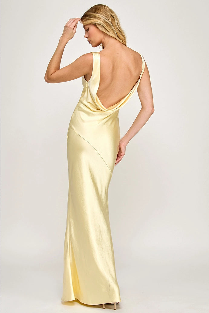 Cowl Neck Satin Maxi Dress