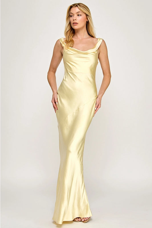 Cowl Neck Satin Maxi Dress