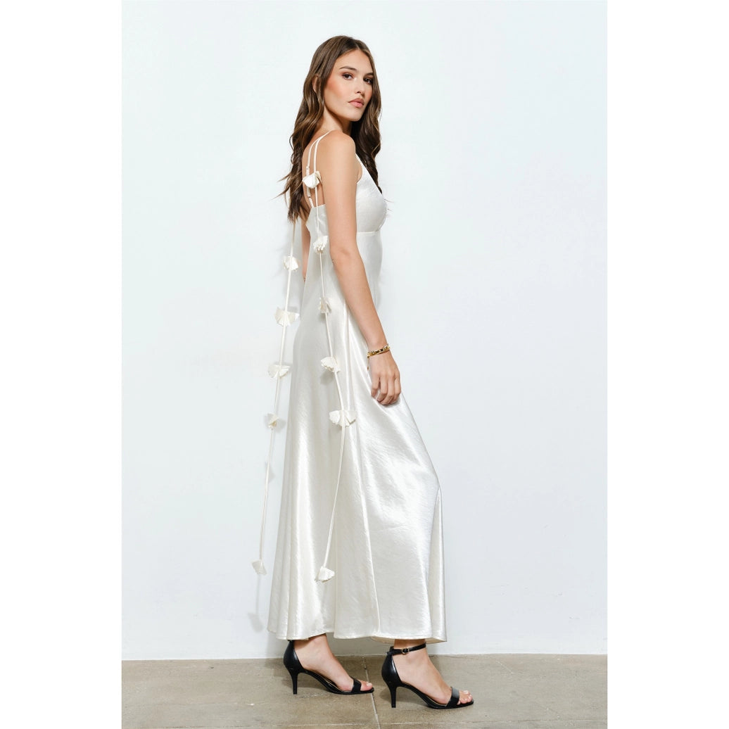 3D flower satin dress