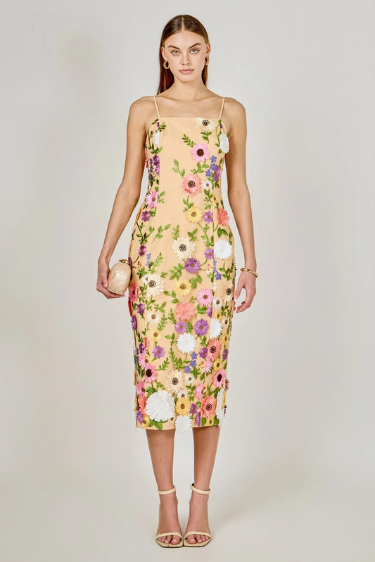 Floral Embroidered Midi Dress