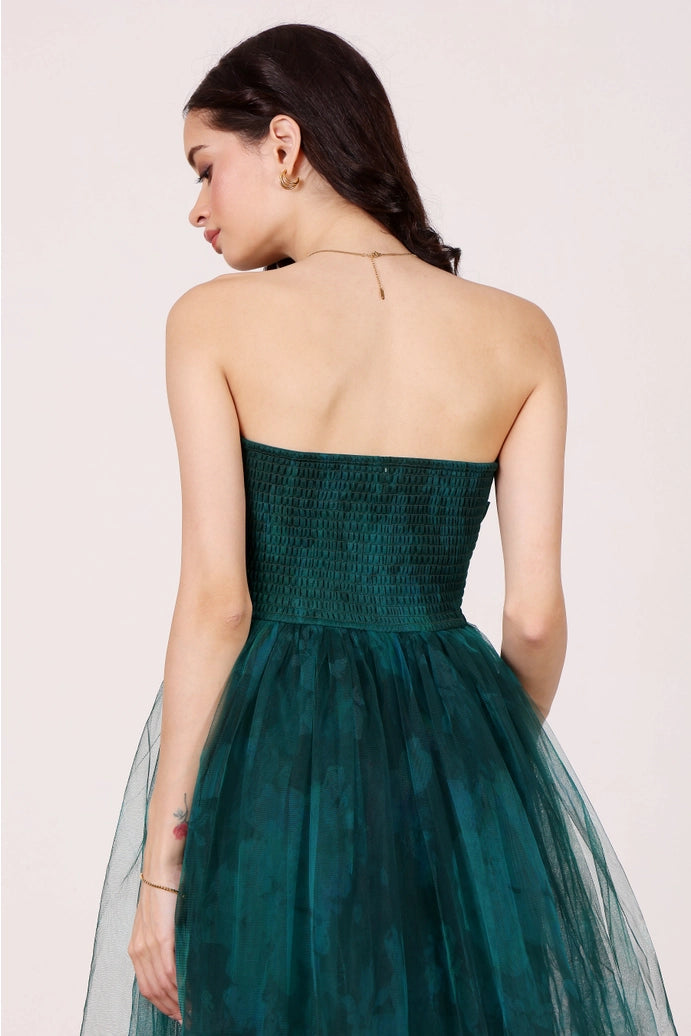 Nusrat tulle dress in jade green