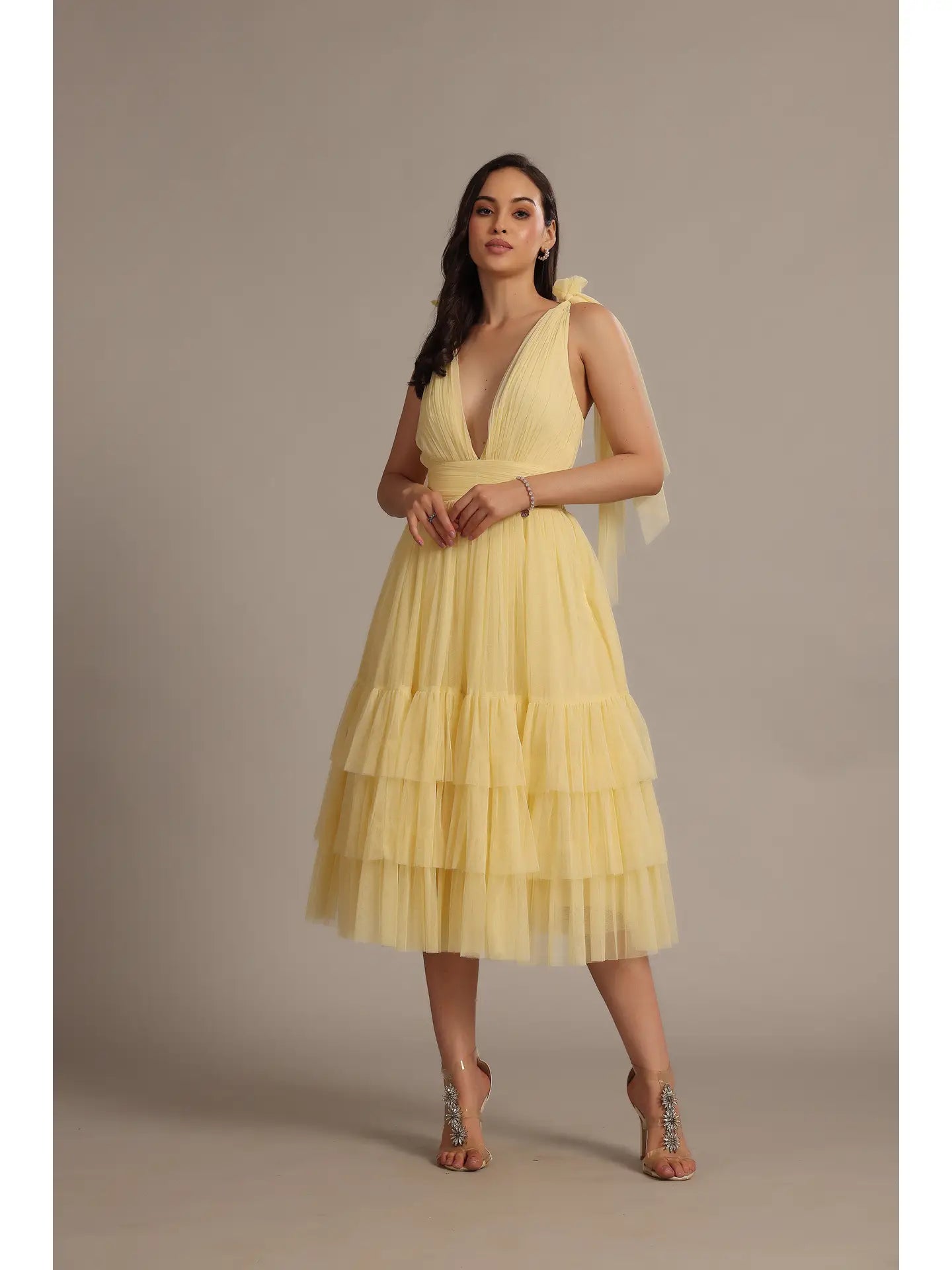 Bow shoulder Madison buttercup dress