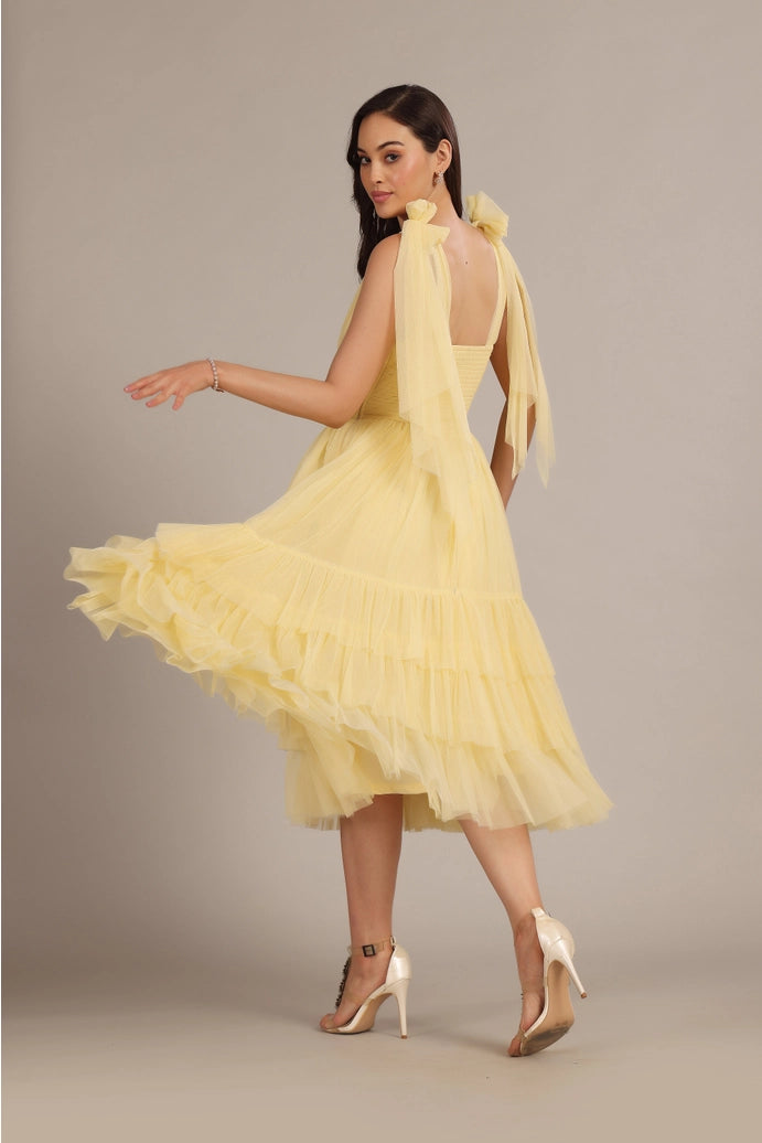 Bow shoulder Madison buttercup dress