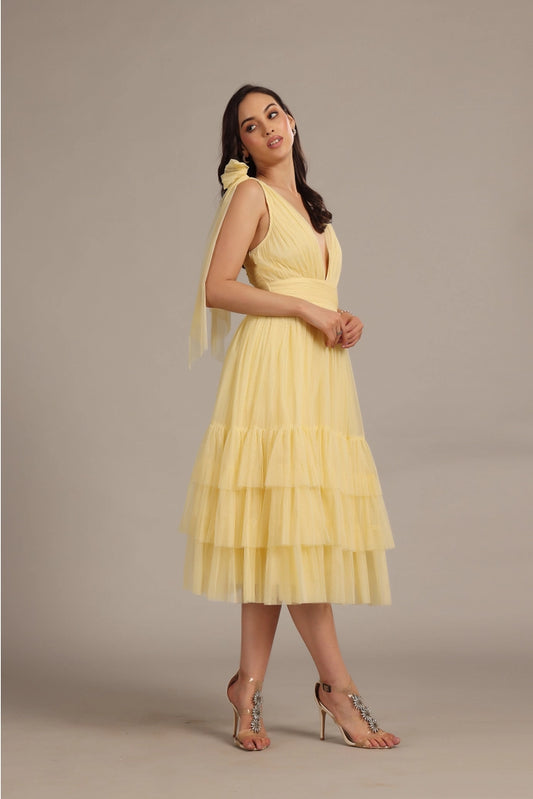 Bow shoulder Madison buttercup dress