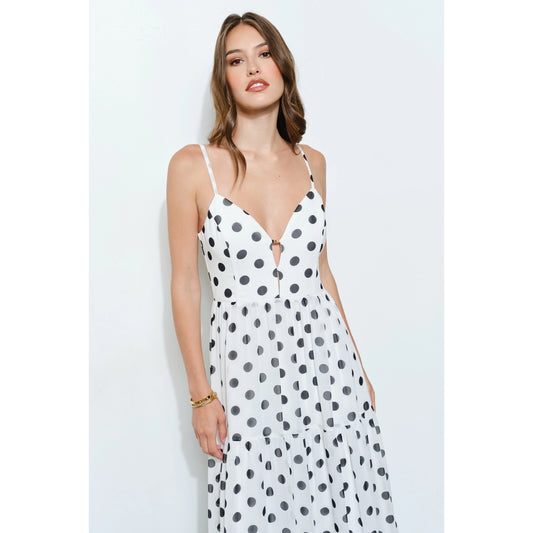 Sleeveless maxi white dot