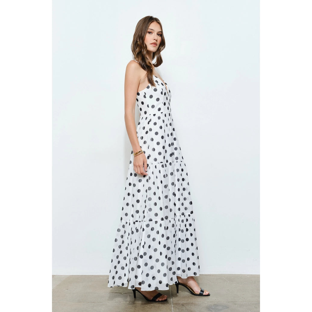 Sleeveless maxi white dot