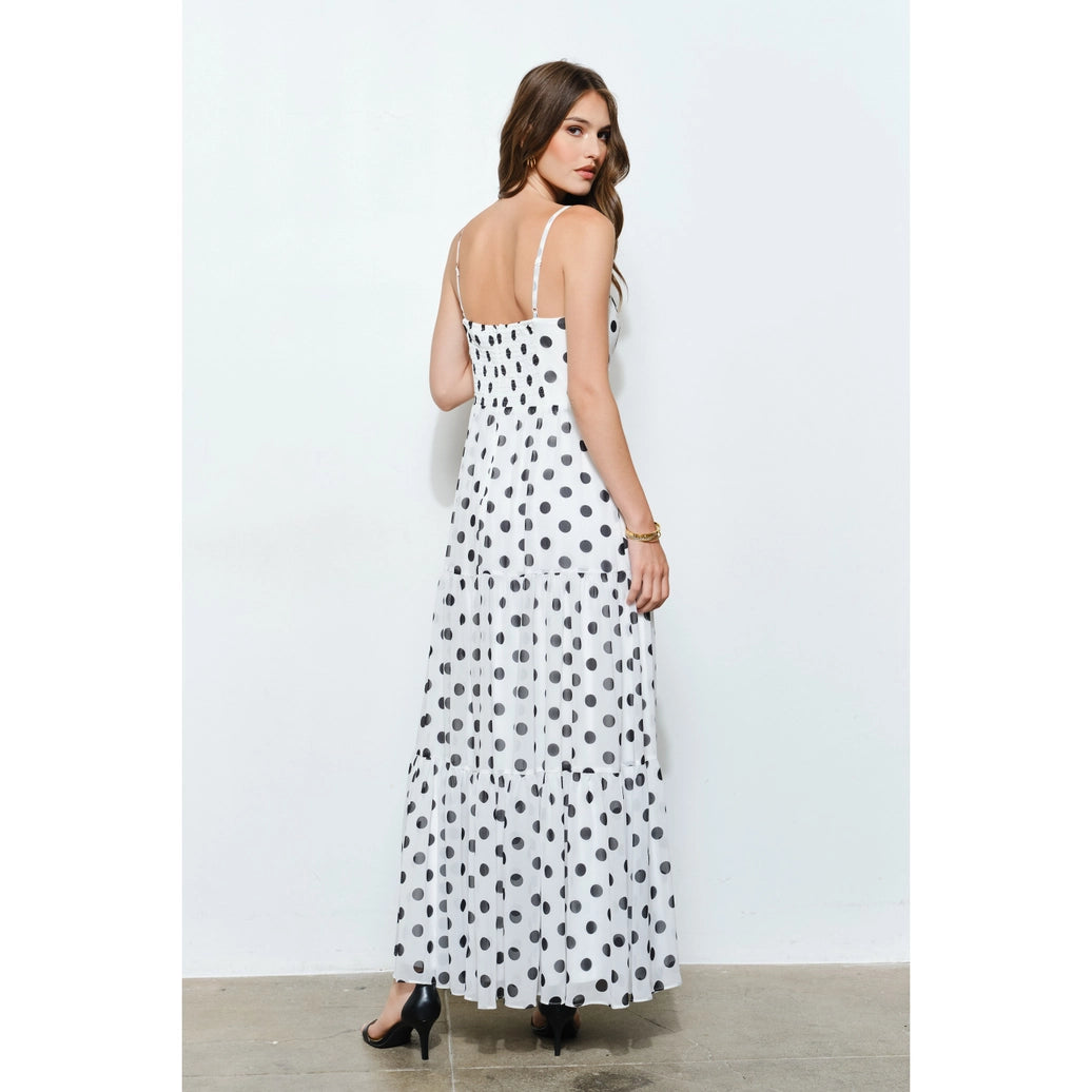 Sleeveless maxi white dot