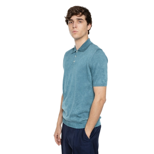 Polo piqué bleu clair — Alpha Studio