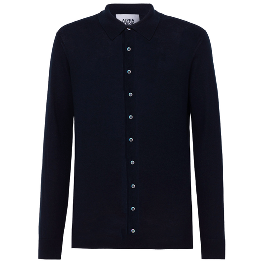 Chemise bleu nuit à manches longues — Alpha Studio
