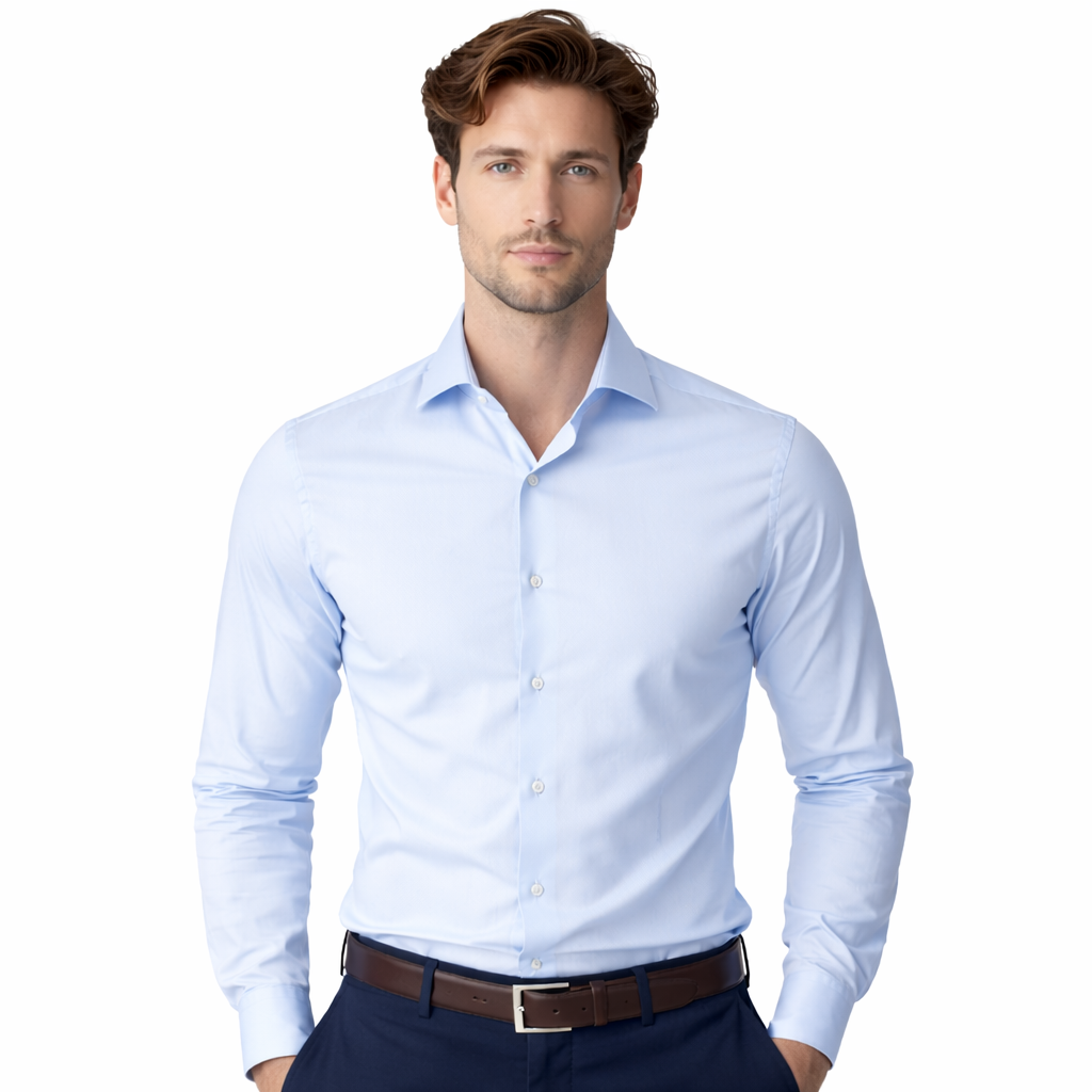 Chemise Brando bleu ciel à col italien — Bagutta