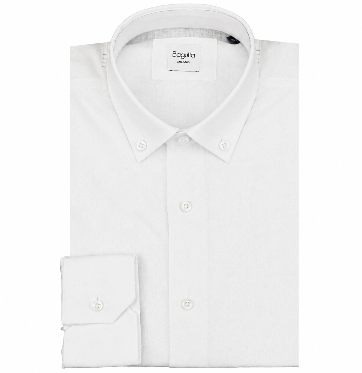Chemise blanche boutonnée en lin mélangé — Bagutta