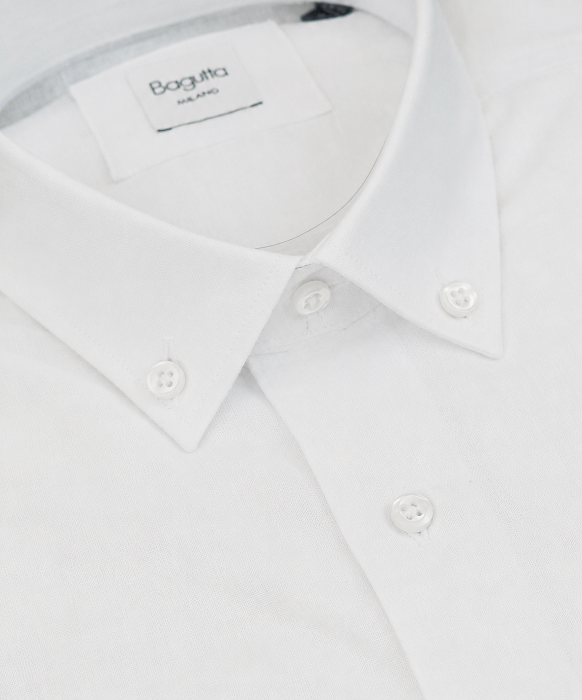 Chemise blanche boutonnée en lin mélangé — Bagutta
